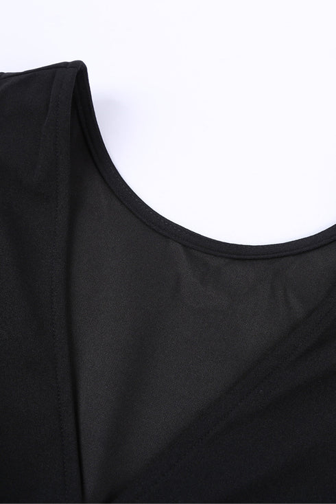 Deep V-Neck Sleeveless Solid Jumpsuit